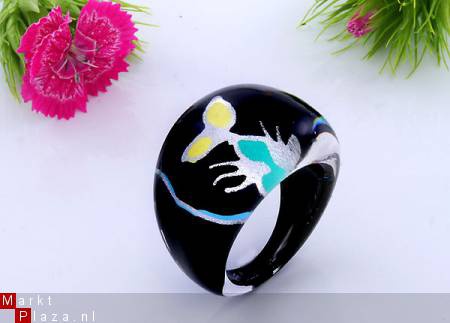 Ring no 449 Handbeschilderde Ring 17 mm