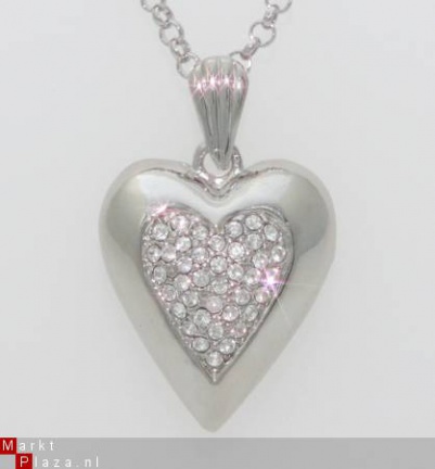 GEWELDIGE VERZILVERDE KETTING MET ORIGINELE SWAROVSKI ST.