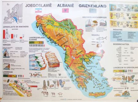 Wandkaart Joegoslavie Albanie Griekenland - nr. 1