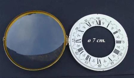 Pendule deur / wijzerplaat = bol glas =13314