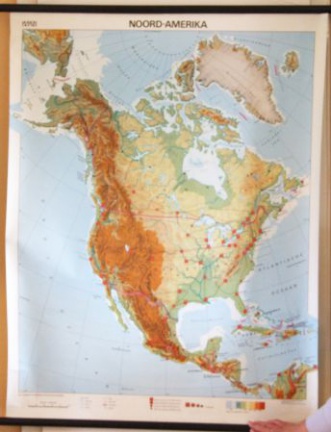 Schoolkaart Noord Amerika (geografisch) - nr. 1