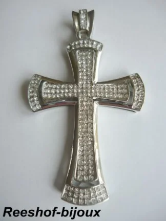 ACTIE: KRUIS GERHODINEERD ZILVER PL. ZIRKONIA'S MICRO PAVE. - nr. 1