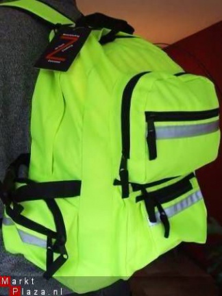 Fluor gele reflectie rugtas rugzak - Afbeelding 2