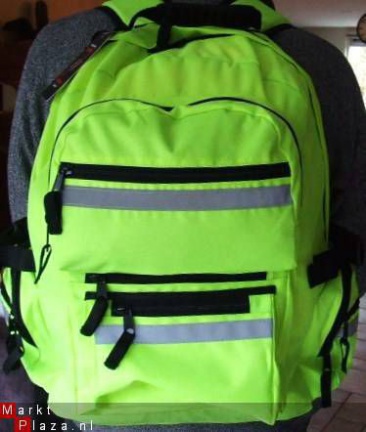 Fluor gele reflectie rugtas rugzak - Afbeelding 3