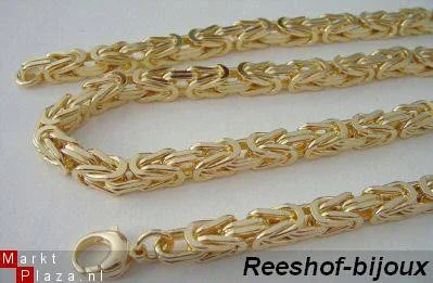 KONINGSKETTING ZWAAR GOUD PLATED, 60cm 6X6 MM 100 GR. - Afbeelding 2