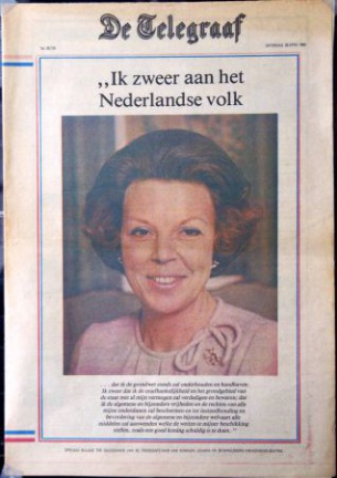 De Telegraaf - inhuldiging Beatrix 26 april 1980 - nr. 1
