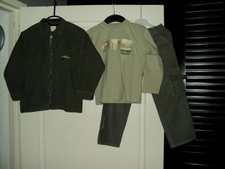 MiniMan Mini Man 3-delige mosgroene set maat 110/116 - nr. 1