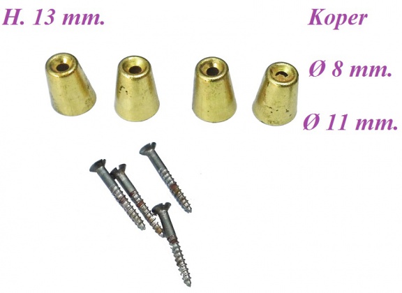=== 4 Klokstel pootjes = koper = gebruikt === 24202