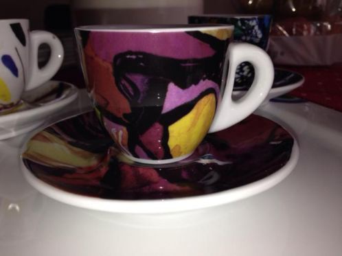 3 kunst espresso kop en schotels in de stijl van Illy - Afbeelding 2