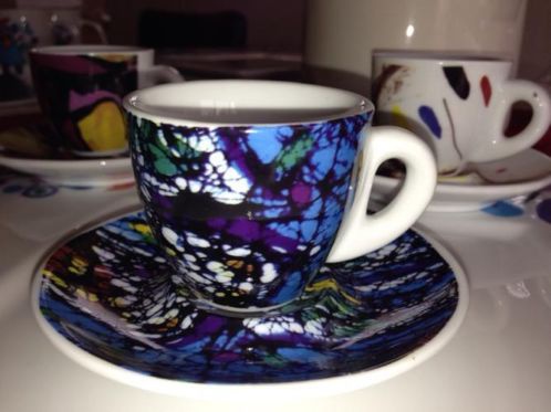 3 kunst espresso kop en schotels in de stijl van Illy - Afbeelding 4