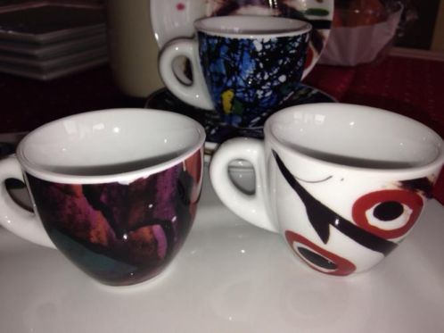 3 kunst espresso kop en schotels in de stijl van Illy - Afbeelding 7
