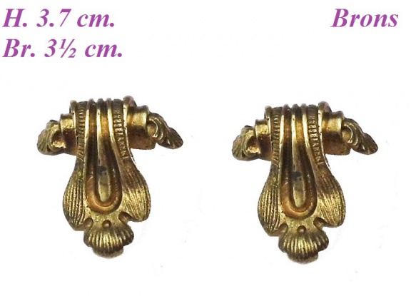 ===2 Klokstel ornamentjes = brons = oud === 25828