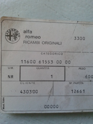 Alfa Romeo Alfetta Ruit 11600615530000 NOS - Afbeelding 3