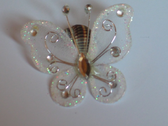 fabric butterfly with strass white