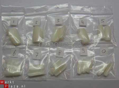 100 Gel / Acryl TIPS NAGELS, Naturel in 10 maten - nr. 1