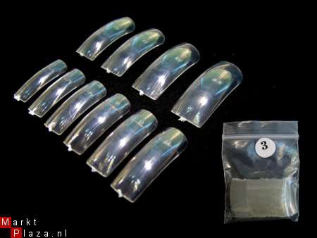 100 Gel / Acryl TIPS NAGELS, GLAS / CLEAR in 10 maten - nr. 1