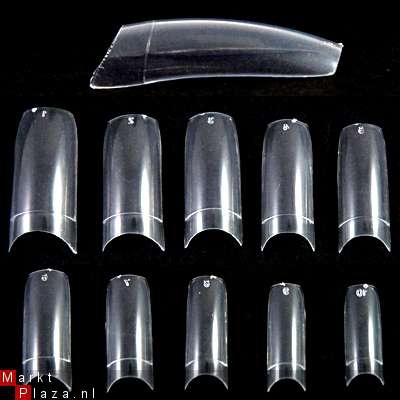 100 Gel / Acryl TIPS NAGELS, French GLAS / CLEAR in 10 maten - nr. 1
