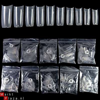 100 Gel / Acryl TIPS NAGELS, French GLAS / CLEAR in 10 maten - Afbeelding 3
