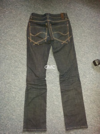 Ekseption broek met goudkleurige stiksels donkere wassing - Afbeelding 2