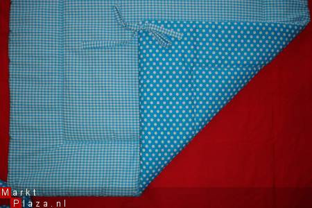 NIEUW Boxkleed Boerenbont Polkadots turquoise wit ruit 1 - Afbeelding 2
