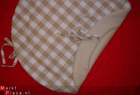 NIEUW Boxkleed RondBoerenbont beige wit ruit 2 - Afbeelding 2