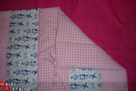 NIEUW Boxkleed Holland Boerenbont Delfts blauw rozewit ruit - Afbeelding 3