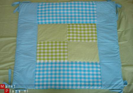 NIEUW! Boxkleed Boerenbont Polkadots lime turquoise ruit 1 - nr. 1