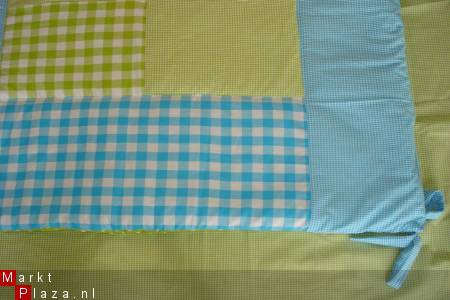 NIEUW! Boxkleed Boerenbont Polkadots lime turquoise ruit 1 - Afbeelding 3