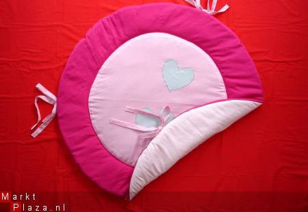 NIEUW LIEF Boxkleed Rond fuchsia roze hartjes 1 - nr. 1