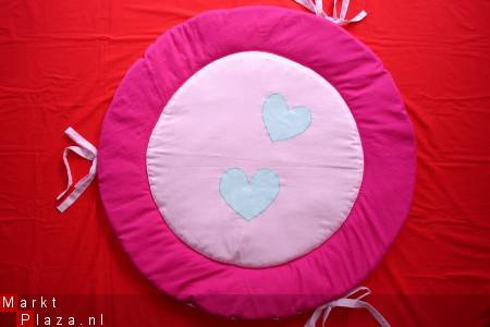 NIEUW LIEF Boxkleed Rond fuchsia roze hartjes 1 - Afbeelding 3