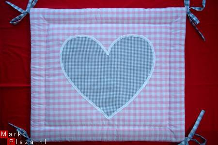 NIEUW! Boxkleed Boerenbont grijs roze ruit hart 1 - Afbeelding 2