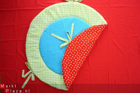 NIEUW LIEF Boxkleed Rond lime turquoise rood 1 - nr. 1