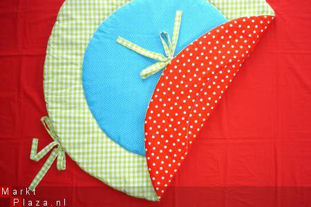 NIEUW LIEF Boxkleed Rond lime turquoise rood 1 - Afbeelding 2