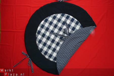 NIEUW Boxkleed Rond Boerenbont Polkadots blauw wit ruit 1 - nr. 1