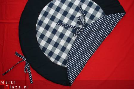 NIEUW Boxkleed Rond Boerenbont Polkadots blauw wit ruit 1 - Afbeelding 2