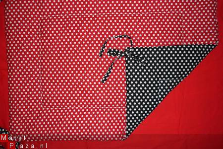 Boxkleed Polkadots rood zwart wit 1 NIEUW! - Afbeelding 2