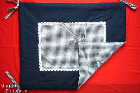 Boxkleed Boerenbont donker blauw wit ruit 1 NIEUW! - nr. 1