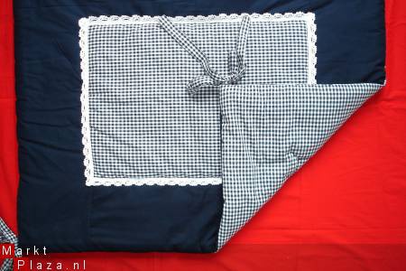Boxkleed Boerenbont donker blauw wit ruit 1 NIEUW! - Afbeelding 2