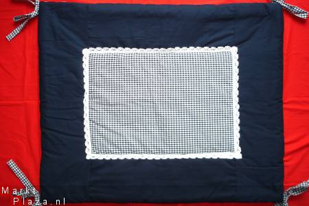 Boxkleed Boerenbont donker blauw wit ruit 1 NIEUW! - Afbeelding 3