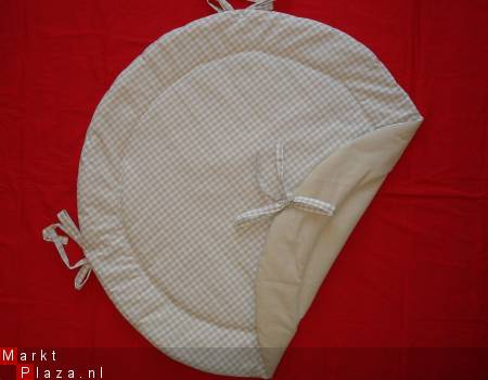 Rond Boxkleed Boerenbont beige wit ruit 1 NIEUW! - nr. 1