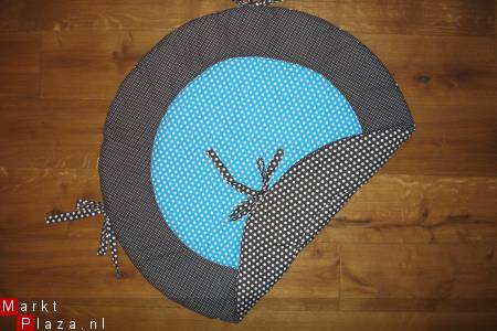 Rond Boxkleed Polkadots turquoise grijs 1 NIEUW! - nr. 1