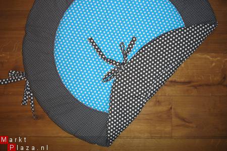 Rond Boxkleed Polkadots turquoise grijs 1 NIEUW! - Afbeelding 2