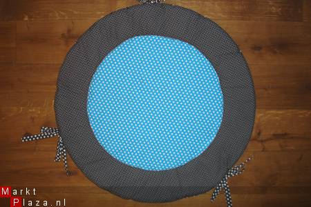 Rond Boxkleed Polkadots turquoise grijs 1 NIEUW! - Afbeelding 3