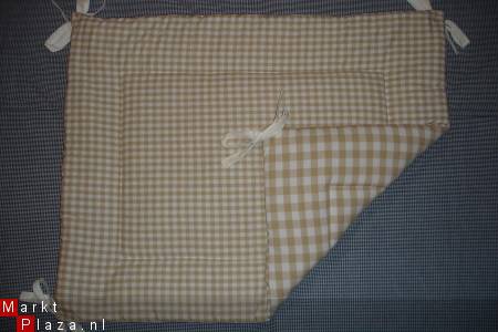 Boxkleed Boerenbont beige / ecru / zand wit ruit 1 NIEUW! - nr. 1