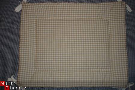 Boxkleed Boerenbont beige / ecru / zand wit ruit 1 NIEUW! - Afbeelding 2