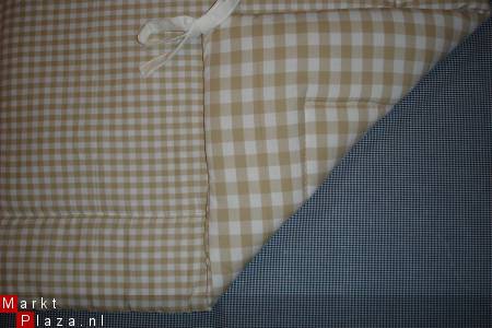 Boxkleed Boerenbont beige / ecru / zand wit ruit 1 NIEUW! - Afbeelding 3