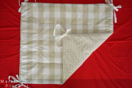 Boxkleed Boerenbont beige / ecru / zand wit ruit 3 NIEUW - nr. 1