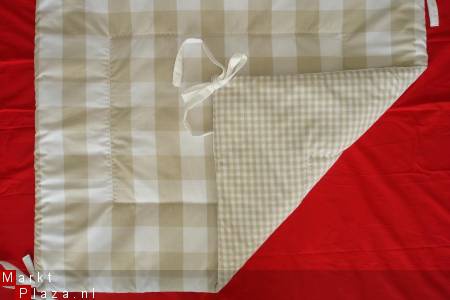 Boxkleed Boerenbont beige / ecru / zand wit ruit 3 NIEUW - Afbeelding 2