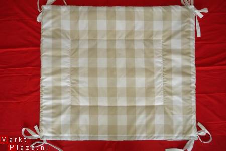 Boxkleed Boerenbont beige / ecru / zand wit ruit 3 NIEUW - Afbeelding 3