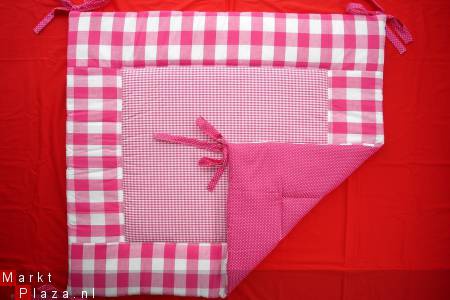 Boxkleed Boerenbont Stip fuchsia ruit 1 NIEUW! - nr. 1